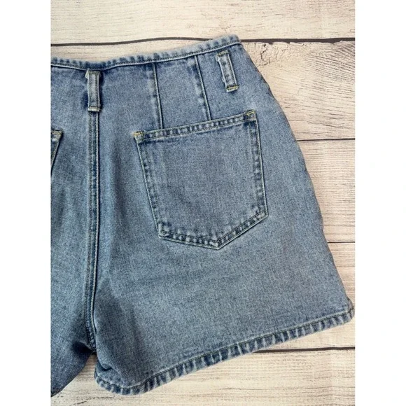 Vintage Jeans Wear Women High Waisted Denim Shorts Light Wash Button Fly Blue - Picture 7 of 8